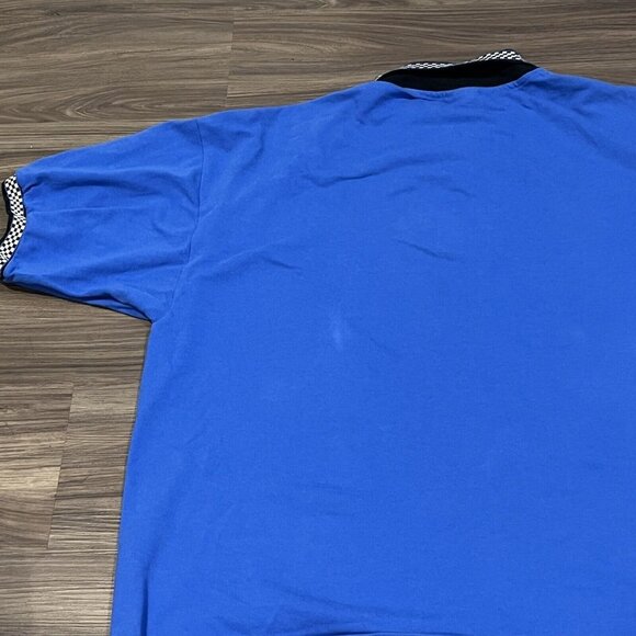 Vintage Gildan Blue Polo Shirt Black White Checkerboard Trim Size 2XL - Picture 16 of 16